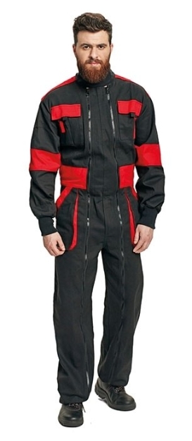 Obrázek z Červa MAX DOUBLE ZIPPER Pracovní kombinéza černo / červená 