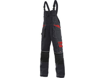 Obrázek CXS ORION KRYŠTOF Pracovní kalhoty s laclem černo / červené - zimní