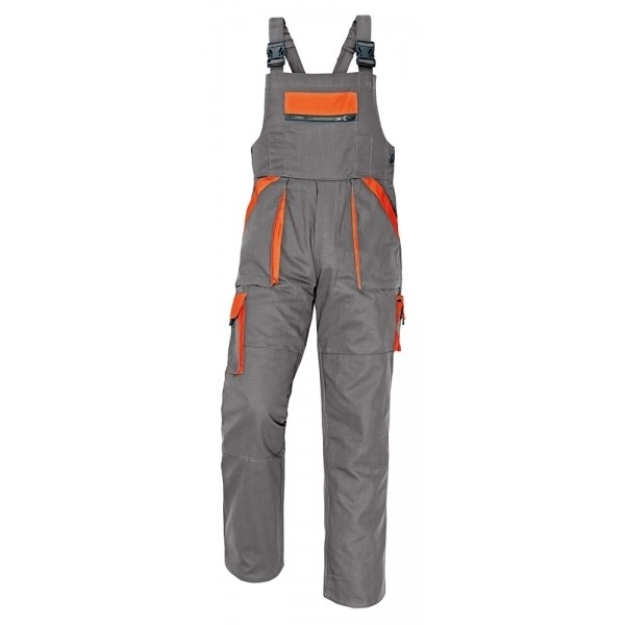 Obrázek z Červa MAX Pracovní kalhoty s laclem šedo / oranžová 