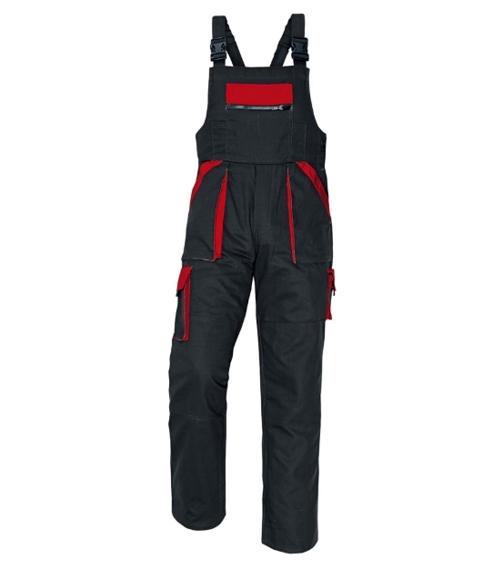 Obrázek z Červa MAX Pracovní kalhoty s laclem černo / červená 
