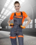 Obrázek z ARDON®COOL TREND Dámské pracovní kalhoty s laclem šedá / oranžová 