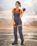 Obrázek z ARDON®COOL TREND Dámské pracovní kalhoty s laclem šedá / oranžová 