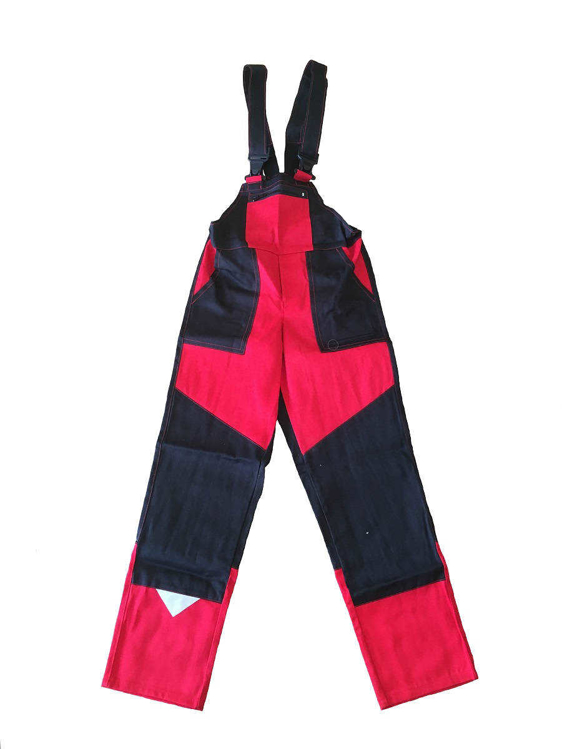 Obrázek z M+P DAVID Dětské pracovní kalhoty s laclem černo / červené 