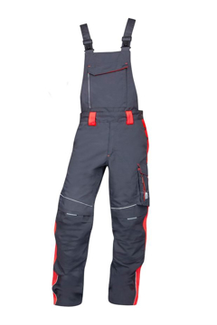 Obrázek ARDON NEON Pracovní kalhoty s laclem šedo-červené