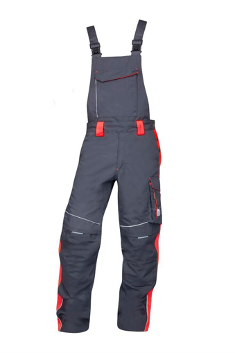Obrázek z ARDON NEON Pracovní kalhoty s laclem šedo-červené zkrácené 