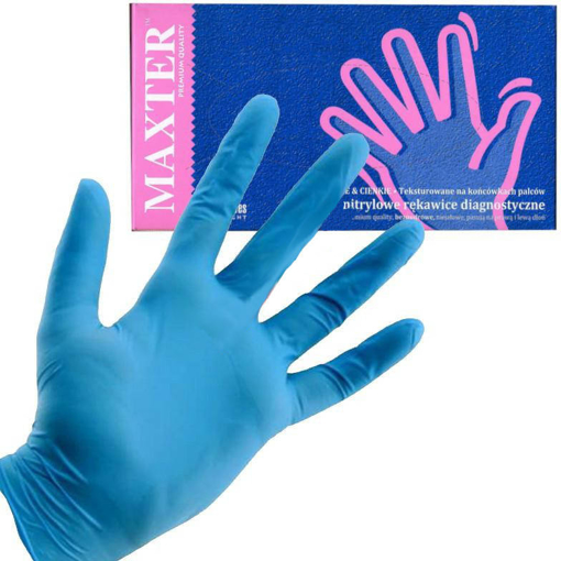Obrázek z Maxter Jednorázové nitrilové rukavice modré 