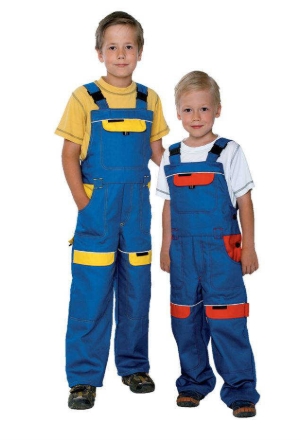 Obrázek ARDON®COOL TREND Dětské pracovní kalhoty s laclem modro / červené