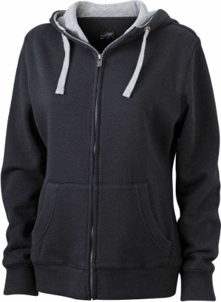 Obrázek James & Nicholson JN 962 Dámská mikina s kapucí black / ​grey