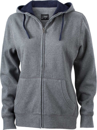 Obrázek James & Nicholson JN 962 Dámská mikina s kapucí grey melange / ​navy