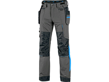 Obrázek CXS NAOS Montérkové kalhoty šedo-černé, HV modré doplňky