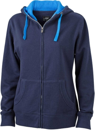 Obrázek James & Nicholson JN 962 Dámská mikina s kapucí navy / cobalt
