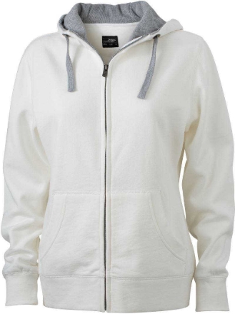 Obrázek James & Nicholson JN 962 Dámská mikina s kapucí white / grey