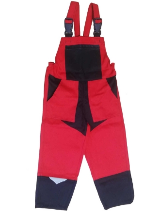 Obrázek M+P DAVID Dětské pracovní kalhoty s laclem červeno / černé