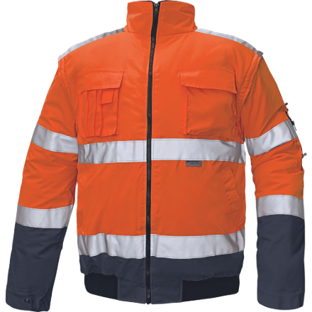 Obrázek Cerva CLOVELLY pilot bunda HV oranžová/navy Reflexní bunda zimní