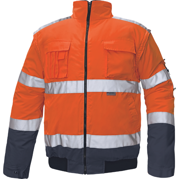 Obrázek z Cerva CLOVELLY pilot bunda HV oranžová/navy Reflexní bunda zimní 