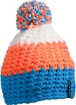Obrázek z Myrtle Beach MB 7940 3-barevná háčkovaná čepice s bambulí 