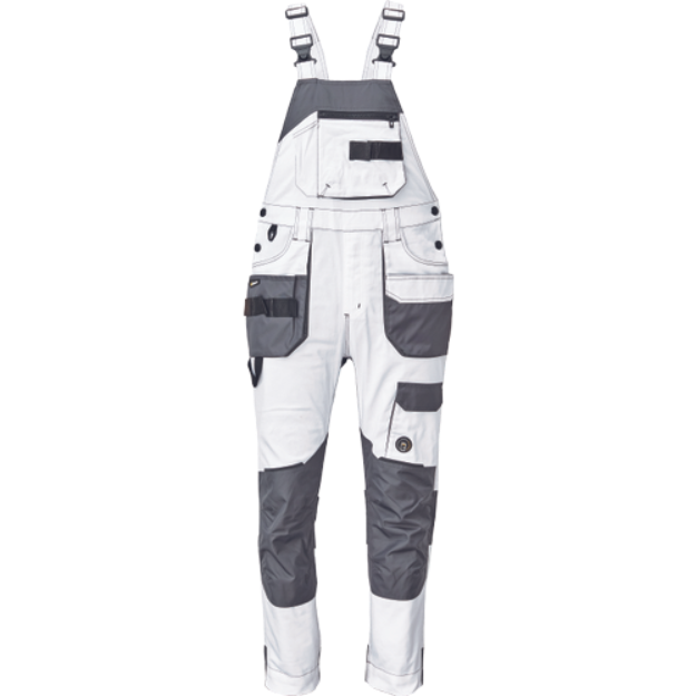 Obrázek z Cerva DAYBORO Pracovní kalhoty s laclem bílá / šedá 