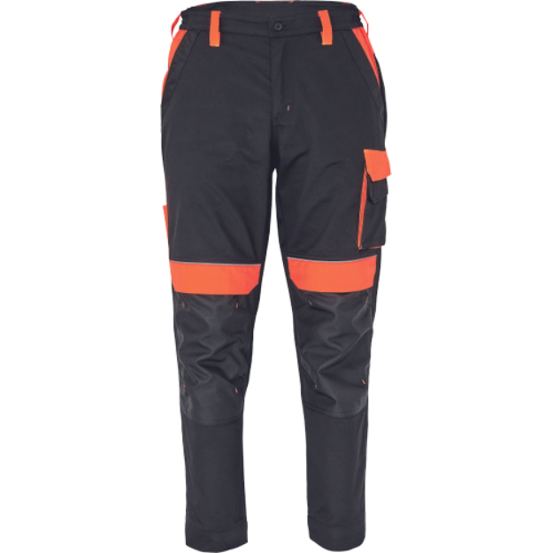 Obrázek z Cerva MAX VIVO Pracovní kalhoty do pasu černo / oranžové 