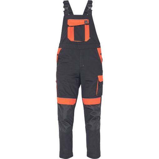 Obrázek z Cerva MAX VIVO Pracovní kalhoty s laclem černo / oranžové 