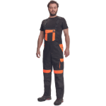 Obrázek z Cerva MAX VIVO Pracovní kalhoty s laclem černo / oranžové 