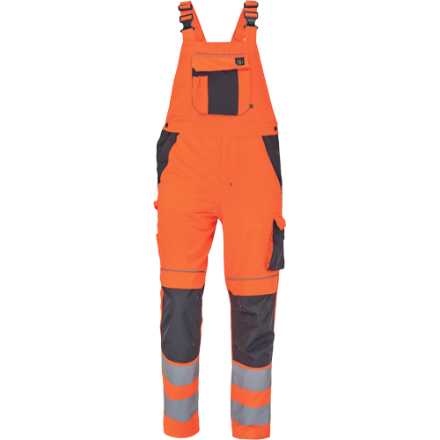 Obrázek Cerva MAX VIVO HI-VIS Pracovní kalhoty s laclem oranžové