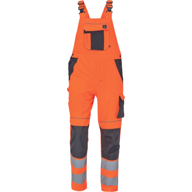 Obrázek z Cerva MAX VIVO HI-VIS Pracovní kalhoty s laclem oranžové 