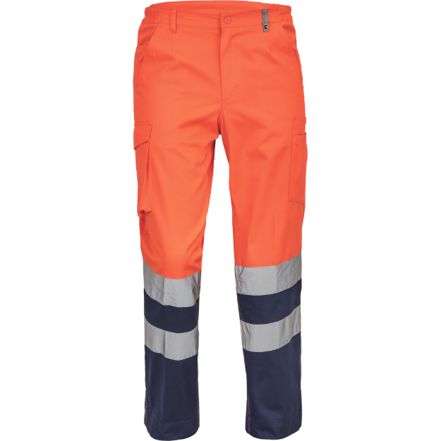 Obrázek z Cerva BURGOS HV Pracovní kalhoty do pasu oranžové / navy 