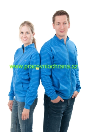 Obrázek Cleantex ESD mikina na zip s dlouhým rukávem středně modrá