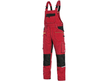 Obrázek CXS STRETCH Pracovní kalhoty s laclem červeno-černé