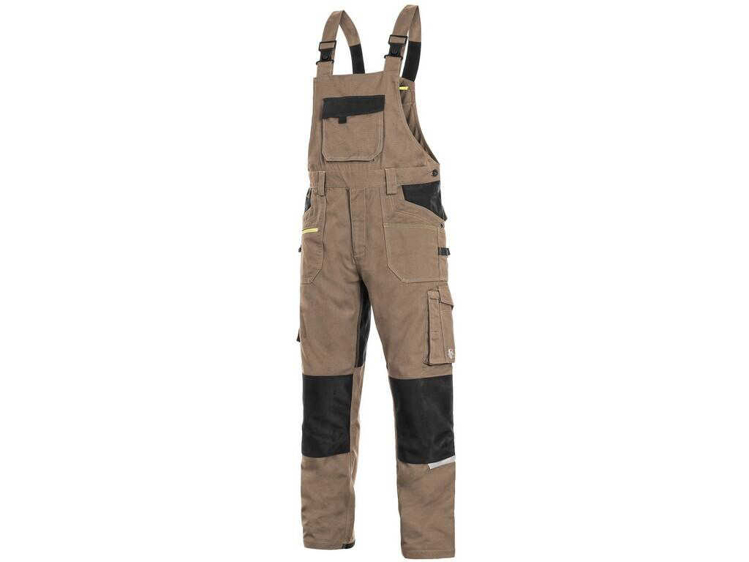 Obrázek z CXS STRETCH Pracovní kalhoty s laclem béžovo-černé 