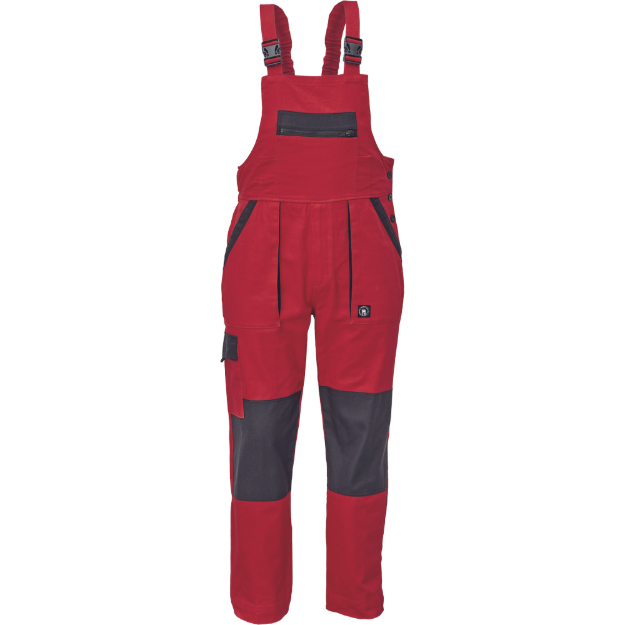 Obrázek z Cerva MAX NEO Pracovní kalhoty s laclem červeno / černé 