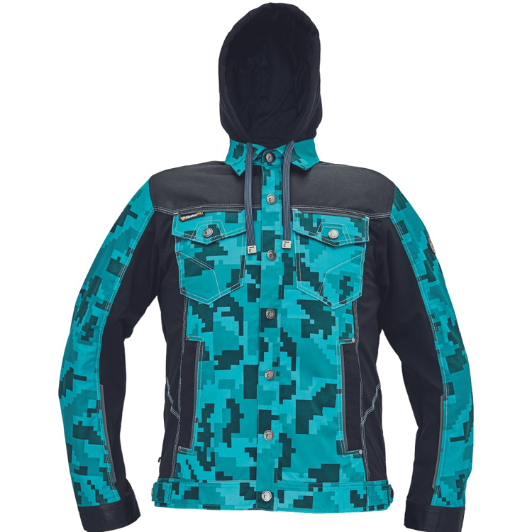 Obrázek z Cerva NEURUM CAMOUFLAGE Pracovní bunda s kapucí petrolejová 