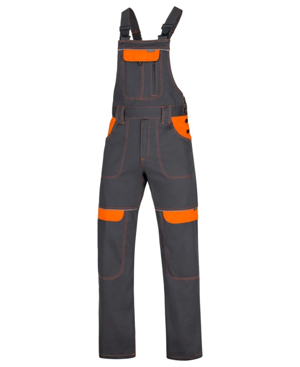 Obrázek z ARDON®COOL TREND Pracovní kalhoty s laclem šedá / oranžová 