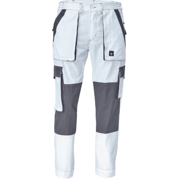 Obrázek z Cerva MAX SUMMER Pracovní kalhoty do pasu bílo / šedé 