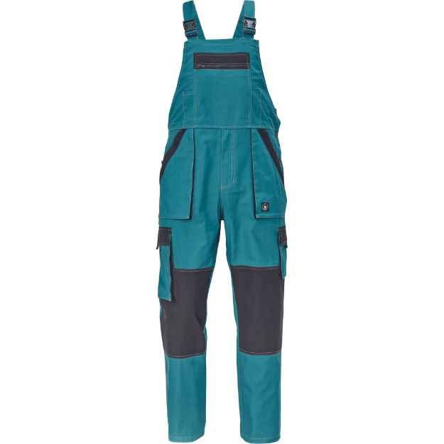 Obrázek z Cerva MAX SUMMER Pracovní kalhoty s laclem petrolejová / černá 