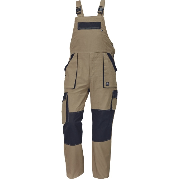 Obrázek z Cerva MAX SUMMER Pracovní kalhoty s laclem písková / černá 