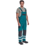 Obrázek z Cerva MAX NEO REFLEX Pracovní kalhoty s laclem zeleno / černé 