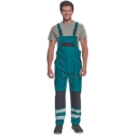 Obrázek z Cerva MAX NEO REFLEX Pracovní kalhoty s laclem zeleno / černé 