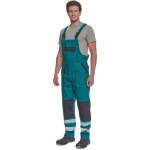 Obrázek z Cerva MAX NEO REFLEX Pracovní kalhoty s laclem zeleno / černé 