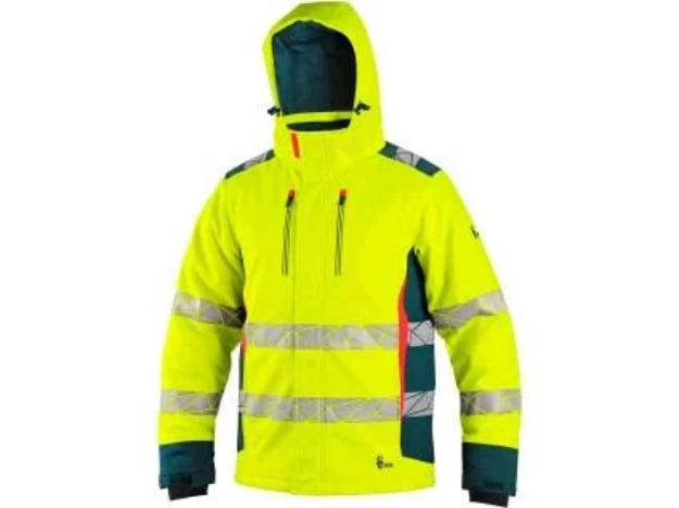 Obrázek z Bunda CXS BEDFORD WINTER, výstražná, zimní, pánská, softshell, žluto-petrolová 