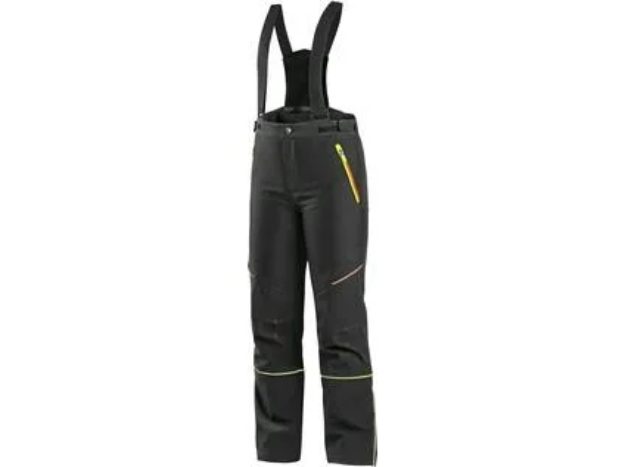 Obrázek z Kalhoty CXS TRENTON, zimní softshell, dětské, černé s HV žluto/oranžové doplňky 