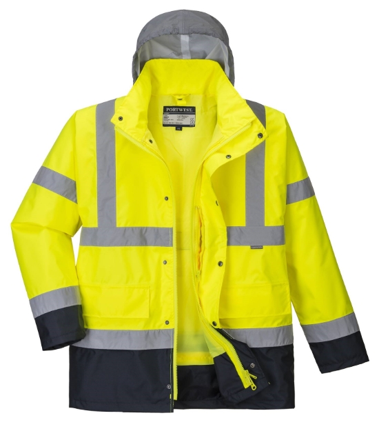 Obrázek z PORTWEST HI-VIS TRAFFIC S471 / Voděodolná reflexní bunda 4v1 - HV žlutá/námořní modrá 